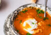 Tomato Soup with Poached Eggs