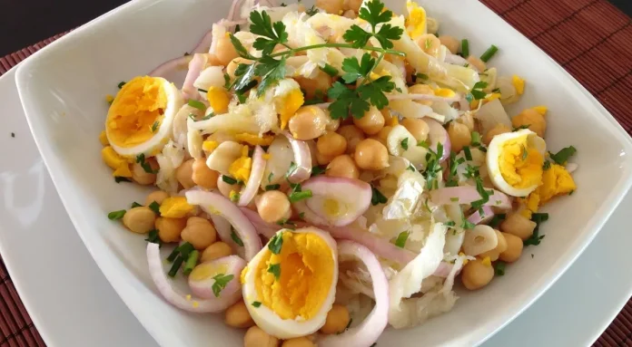 Chickpea Salad with Cod and Egg Recipe